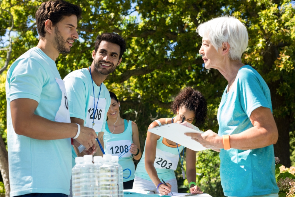 Athletes registering themselves for marathon