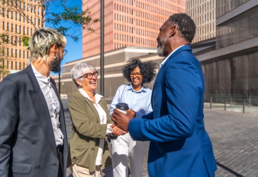 Business people greeting in an outdoors meeting 2023 11 27 05 15 22 utc