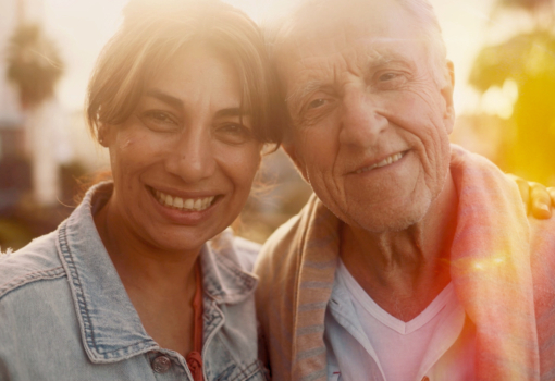 Middle aged woman with senior man